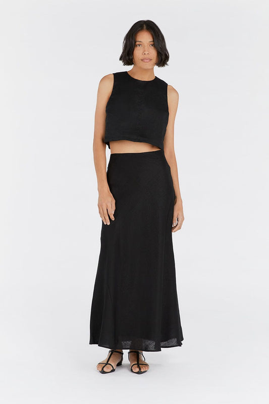 MONICA BLACK SCOOP LINEN CROP TOP Clothing DISSH Boutiques 8 BLACK