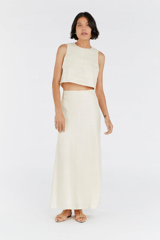 MONICA BUTTERMILK SCOOP LINEN CROP TOP Clothing DISSH Boutiques 16 BUTTER