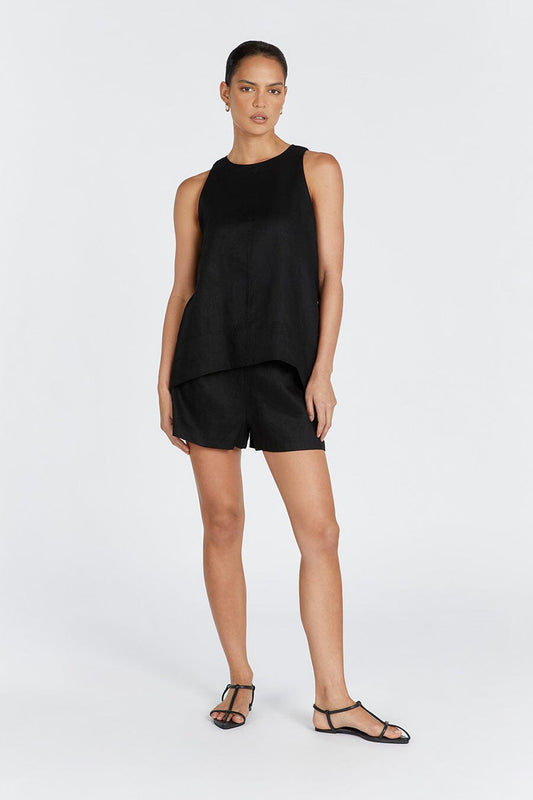 MEG BLACK LINEN SMOCK TOP Clothing DISSH Boutiques 8 BLACK