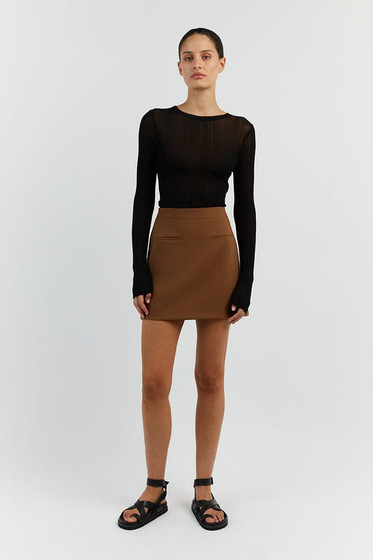 ROWAN CARAMEL MINI SKIRT Clothing DISSH Boutiques 14 CARAMEL