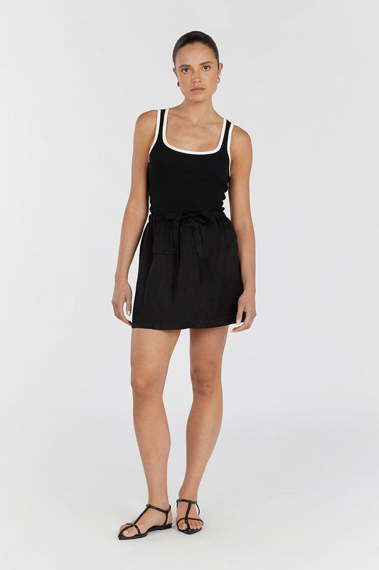 GINGER BLACK LINEN MINI SKIRT Clothing DISSH Boutiques 14 BLACK