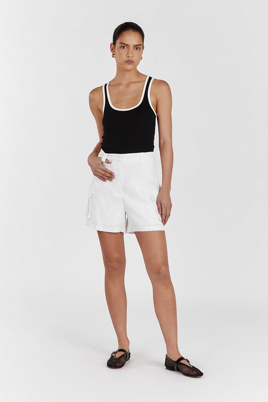 INGRID WHITE LINEN CARGO SHORT