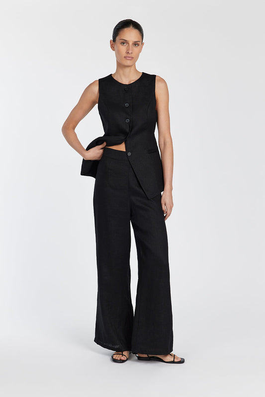 FLICK BLACK LINEN PANT