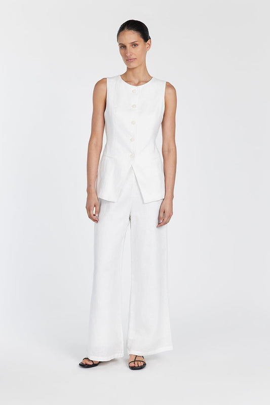 FLICK WHITE LINEN PANT Clothing DISSH Boutiques