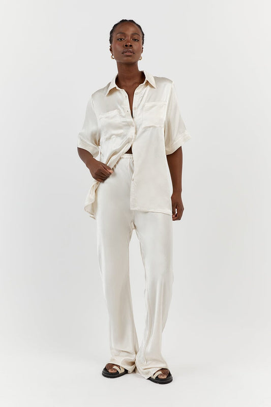 SIMONE PEARL SATIN BIAS CUT PANT Clothing DISSH Boutiques 14 NUDE