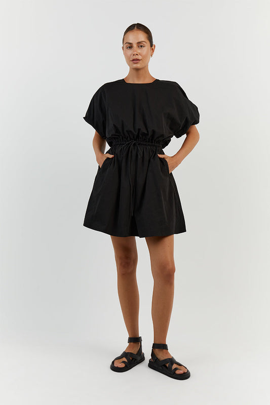 ELLA BLACK COTTON MINI DRESS Clothing DISSH Boutiques 16 BLACK