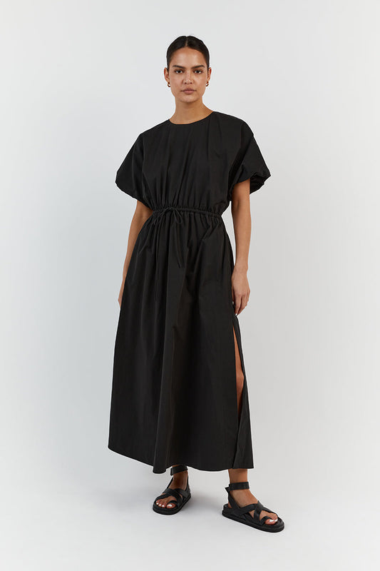 ELLA BLACK COTTON MIDI DRESS Clothing DISSH Boutiques 12 BLACK