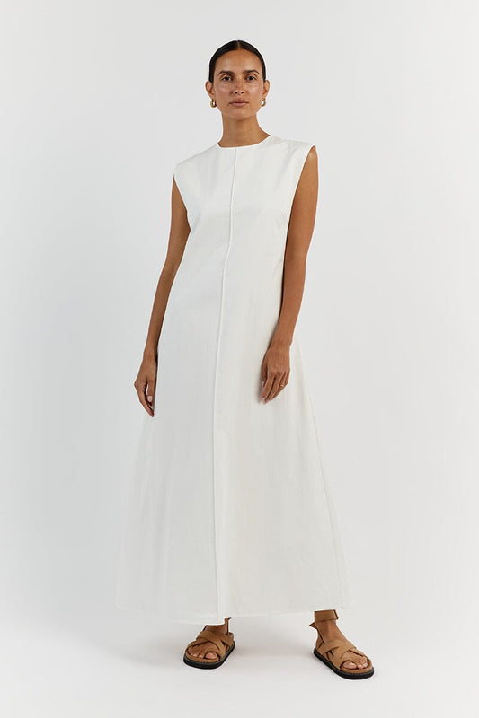 MAGGIE WHITE COTTON MIDI DRESS Clothing DISSH Boutiques 12 WHITE