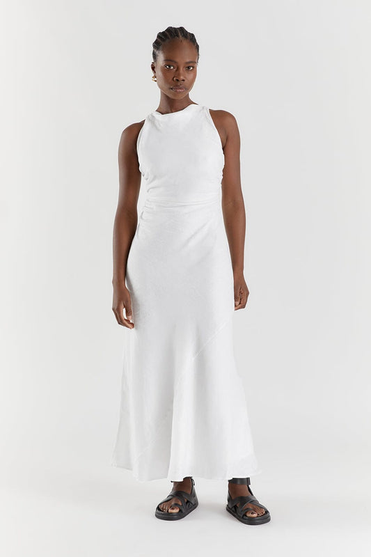 ROSE WHITE LINEN MAXI DRESS Clothing DISSH Boutiques 14 WHITE