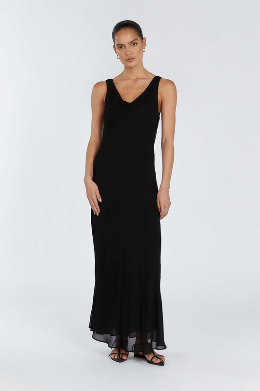 JOHNNY BLACK COWL NECK MIDI DRESS Clothing DISSH Boutiques 14 BLACK