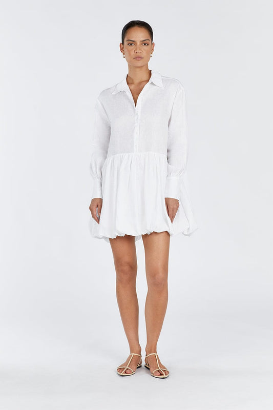 VIOLET WHITE LINEN MINI DRESS Clothing DISSH Boutiques 6 WHITE