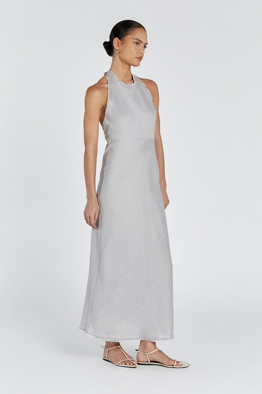 ADINA DOVE LINEN MIDI DRESS
