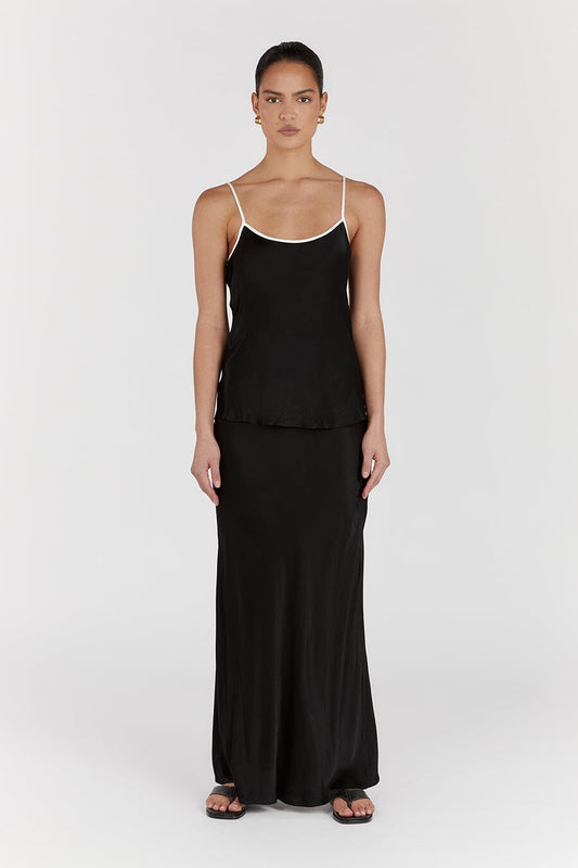 LETTY BLACK SATIN CONTRAST CAMI