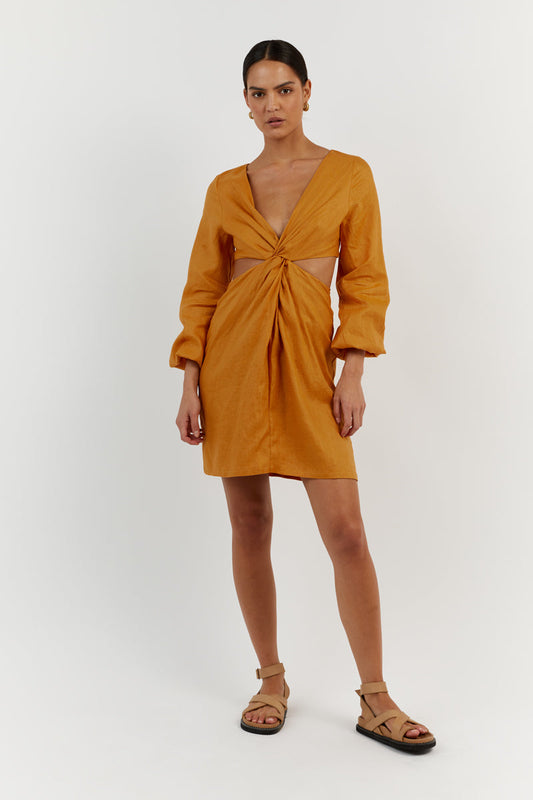 TINA MARIGOLD LINEN MINI DRESS Clothing DISSH Boutiques 14 MARIGOLD