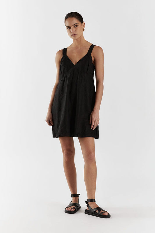 TIARNE BLACK LINEN MINI DRESS Clothing DISSH Boutiques 12 BLACK