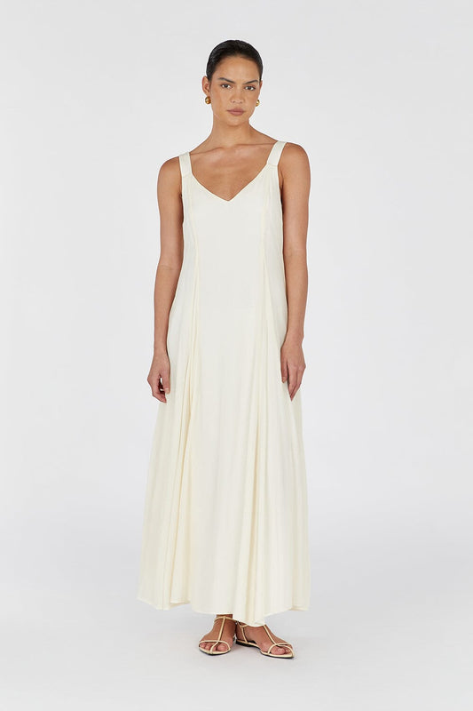 EMILY BUTTERMILK V-NECK MAXI DRESS