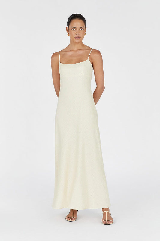 LUCIA BUTTERMILK LINEN MIDI DRESS Clothing DISSH Boutiques 6 BUTTER