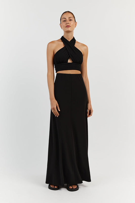 AMALFI BLACK ALINE MIDI SKIRT Clothing DISSH Boutiques S BLACK
