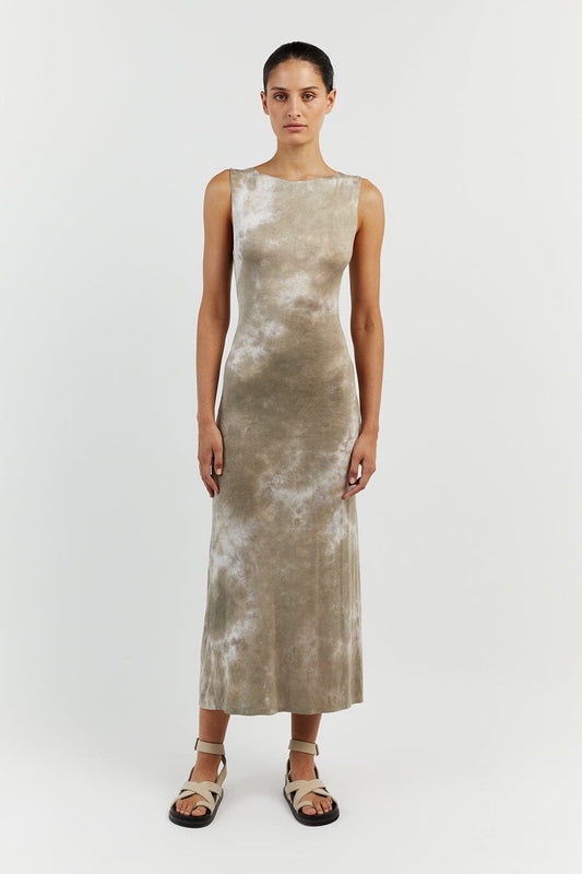 CASPER MOSS TIE DYE MIDI DRESS Clothing DISSH Boutiques XS MOSS