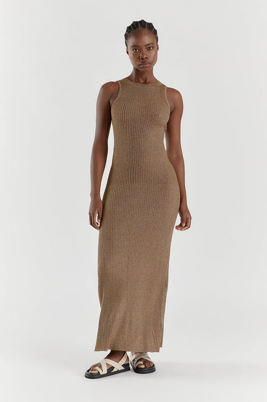ZANTHE CHOC MARLE KNIT MAXI DRESS