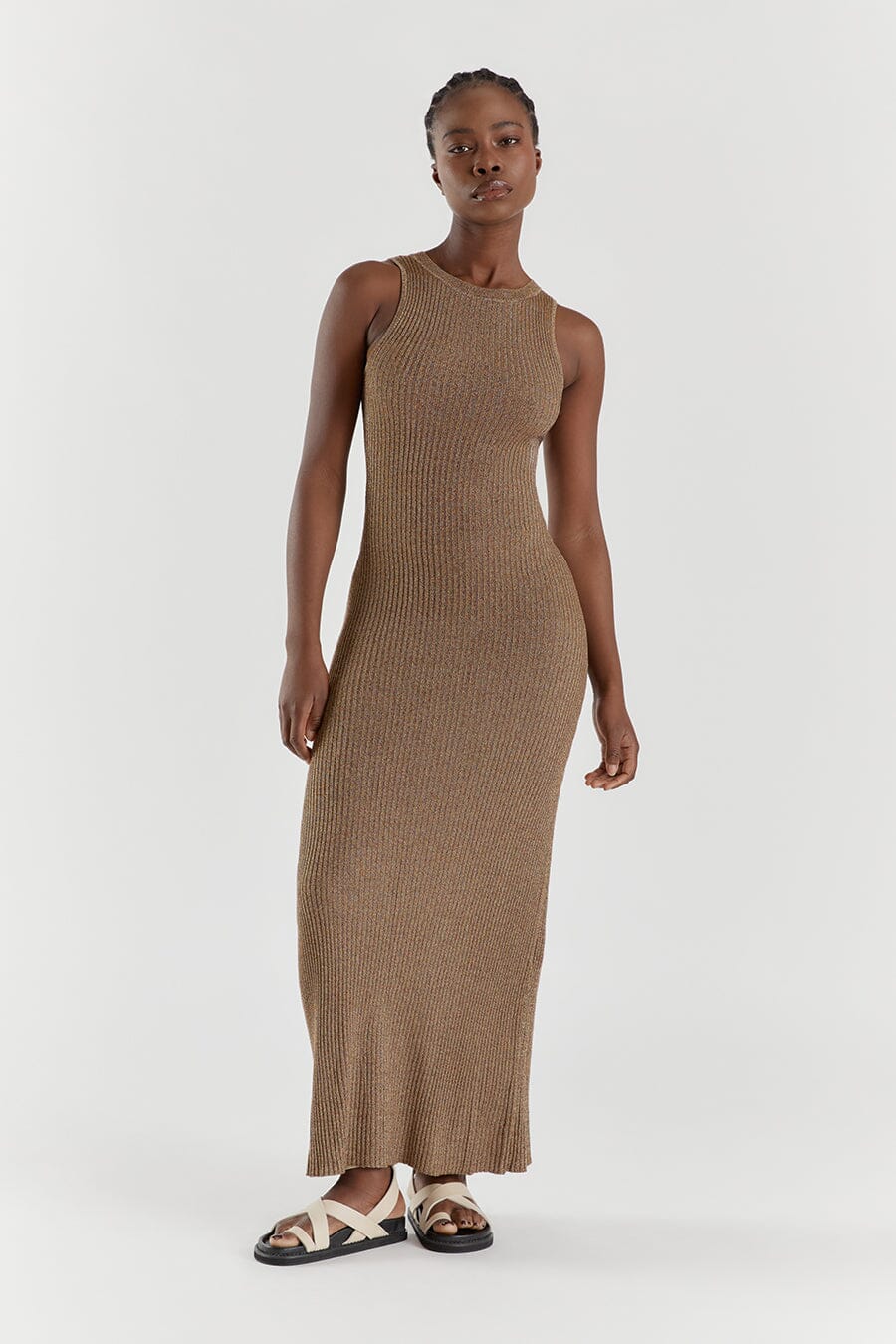 ZANTHE CHOC MARLE KNIT MAXI DRESS