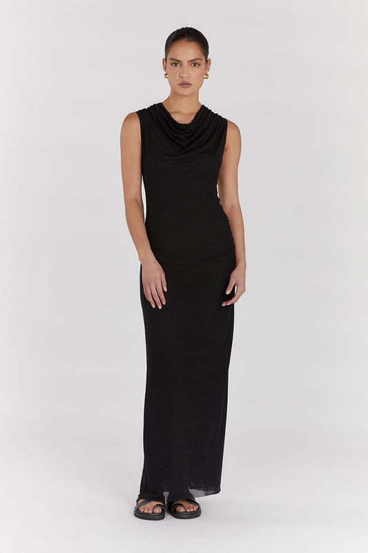 TATE BLACK MESH SLEEVELESS DRESS Clothing DISSH Boutiques XS BLACK
