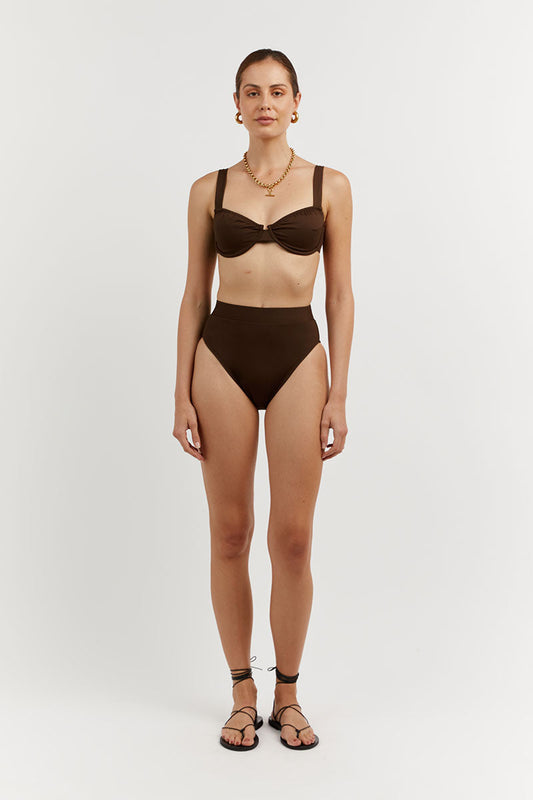 AMAYA CHOC HIGH CUT BRIEF Clothing DISSH Boutiques XS CHOCOLATE