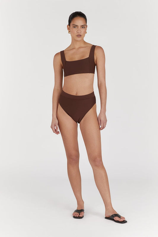 AMAYA CHOC RIB HIGH CUT BRIEF Clothing DISSH Boutiques XXL CHOCOLATE