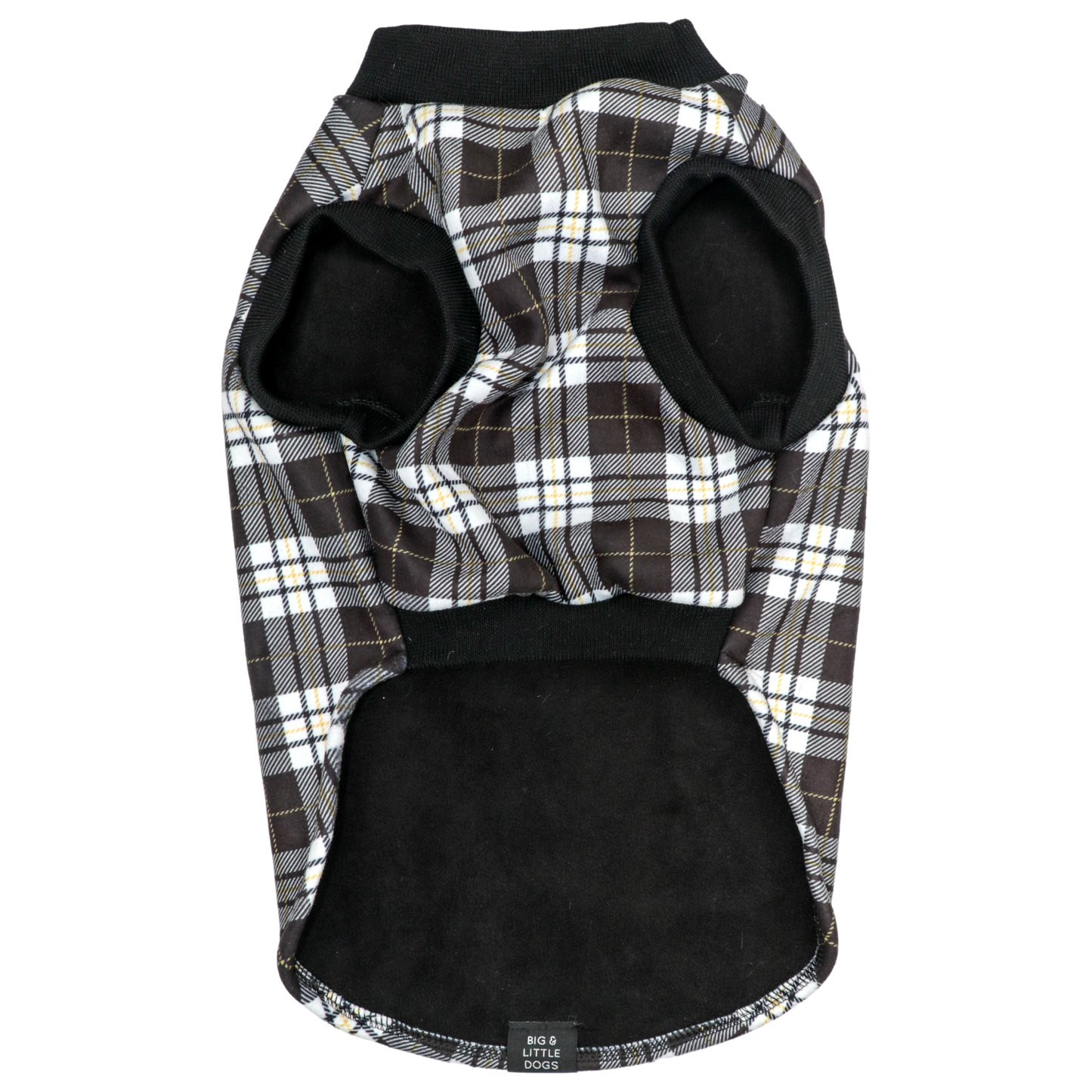 DOG FLEECE PYJAMAS: Black Plaid {FINAL SALE}