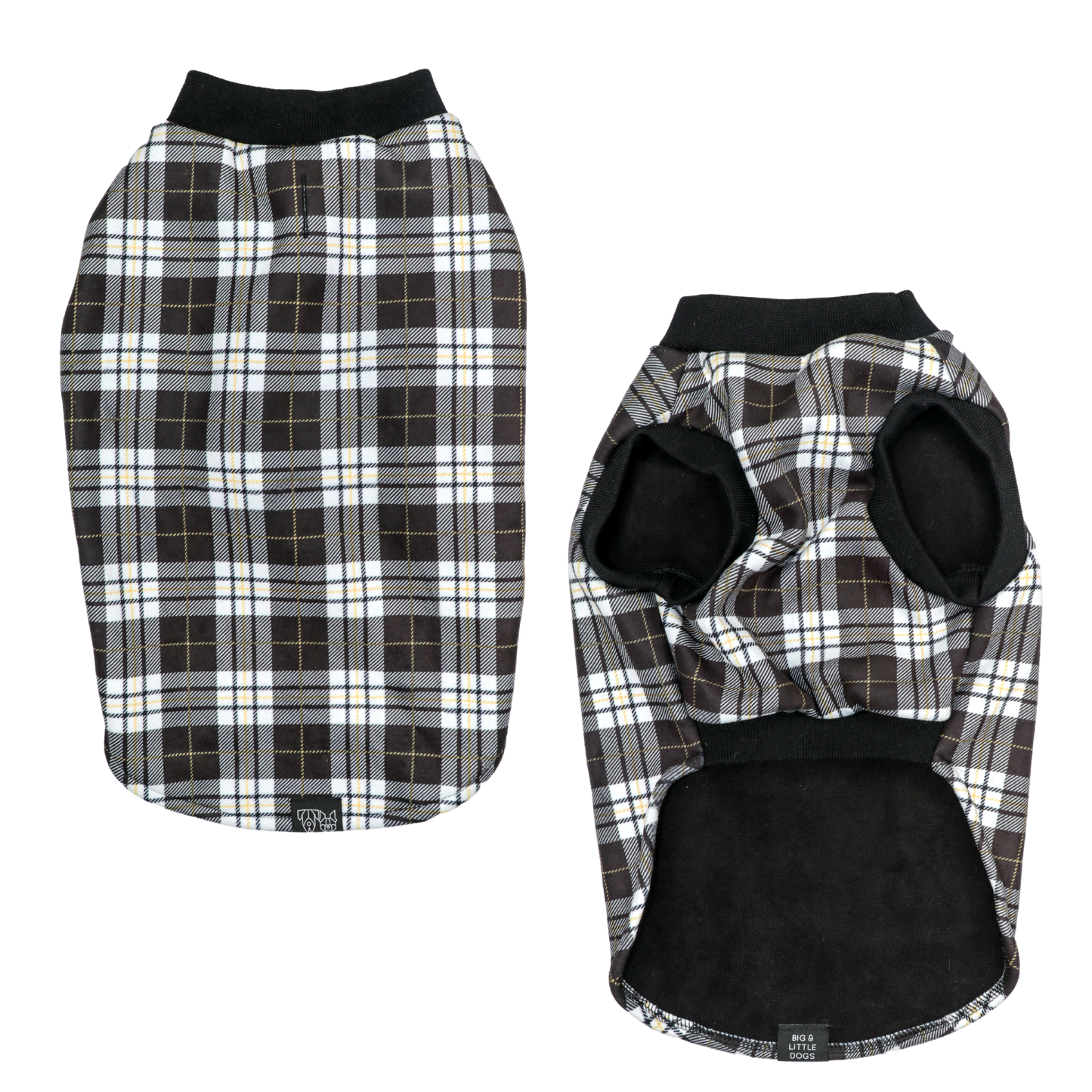 DOG FLEECE PYJAMAS: Black Plaid {FINAL SALE}