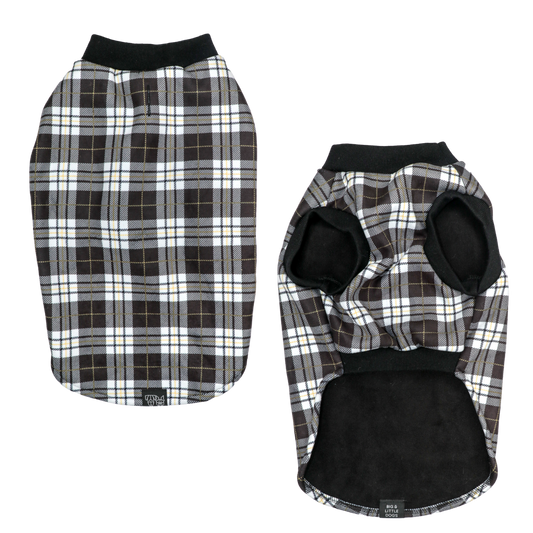 DOG FLEECE PYJAMAS: Black Plaid {FINAL SALE}