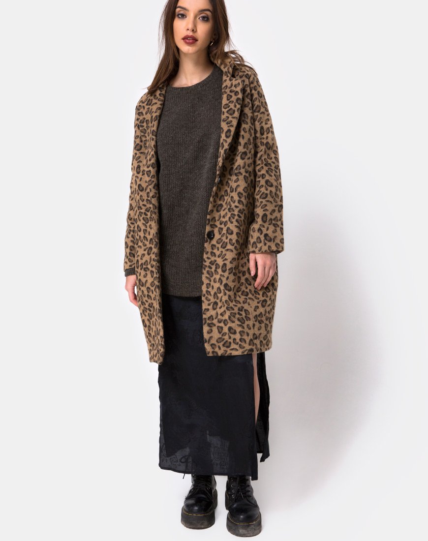 Ernest Boyfriend Coat Leopard Print Grey