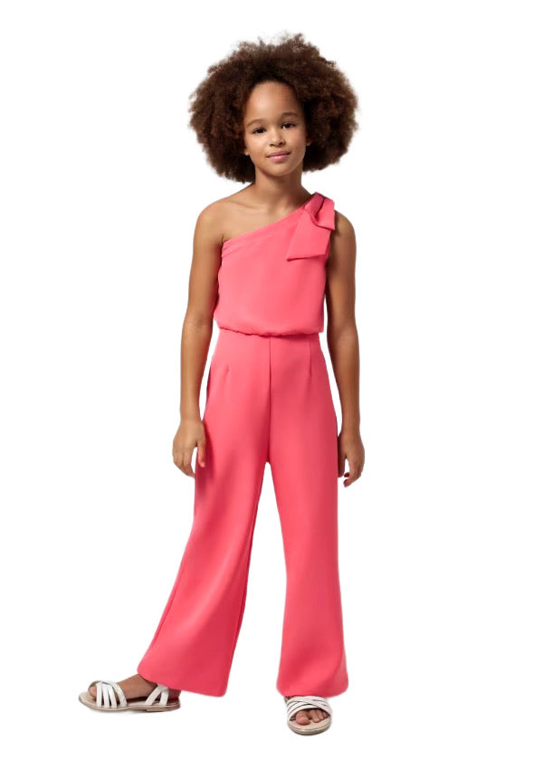 Asymmetrical Crepe Jumpsuit, Flamingo