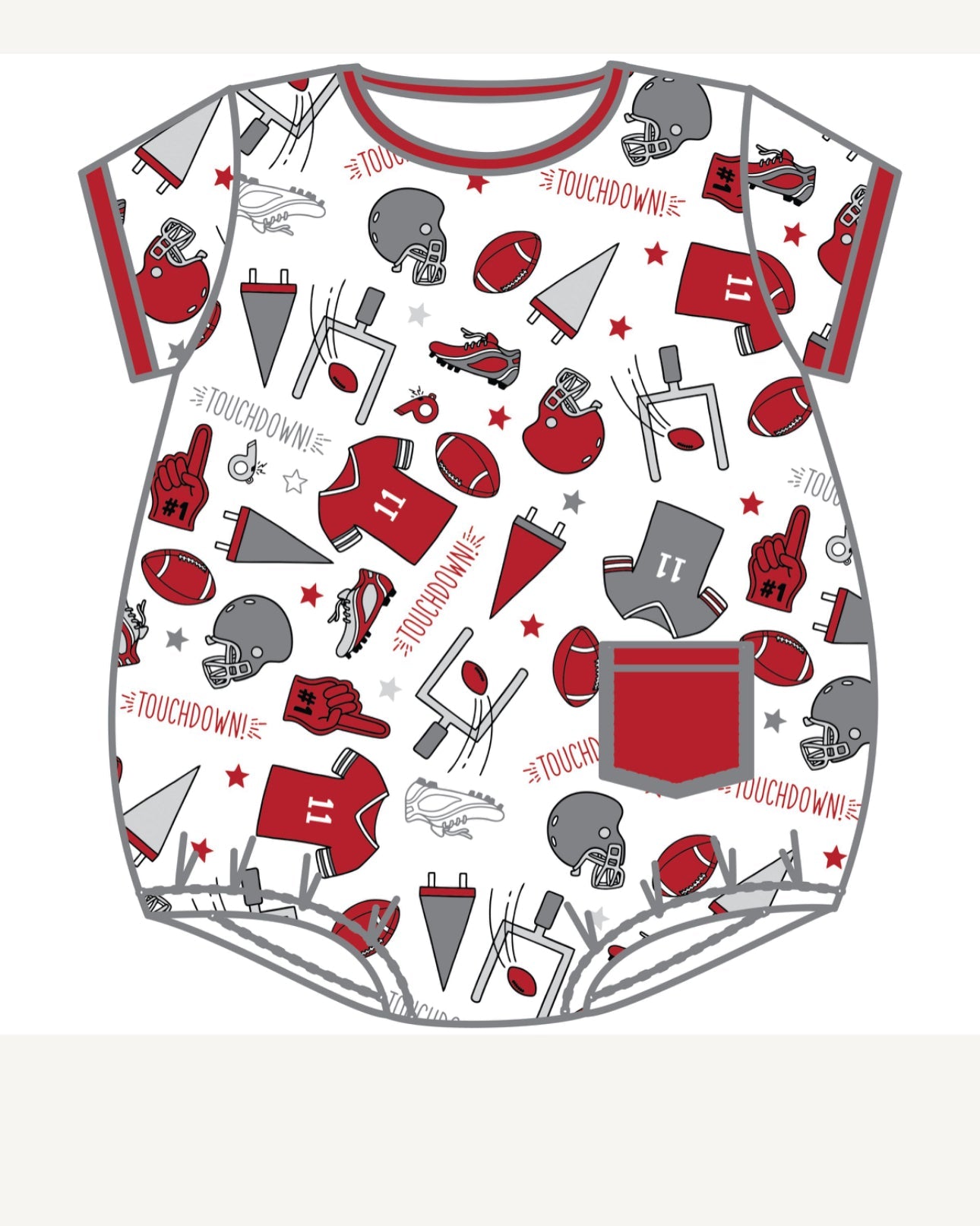 Touchdown Printed S/S Bubble in Maroon