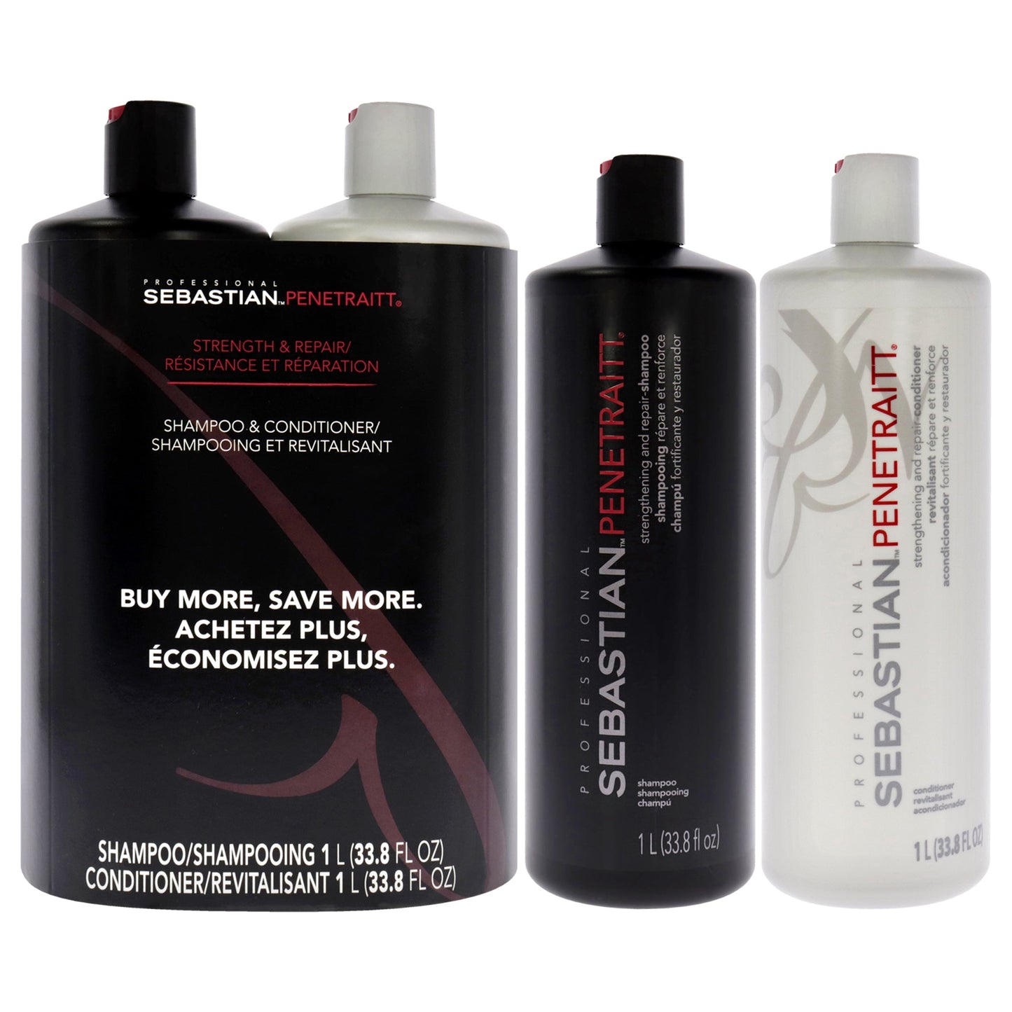 Penetraitt Strength and Repair Duo by Sebastian for Unisex - 2 Pc 33.8oz Shampoo, 33.8oz Conditioner