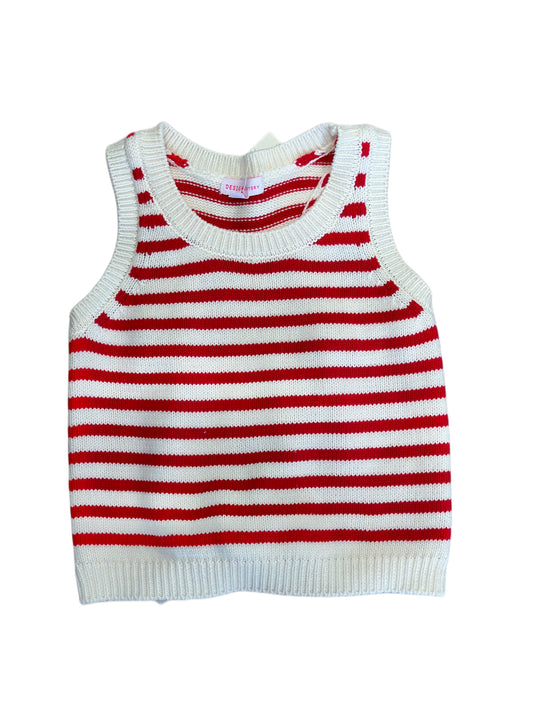 Carrie Stripe Sweater Tank, Red/Cream
