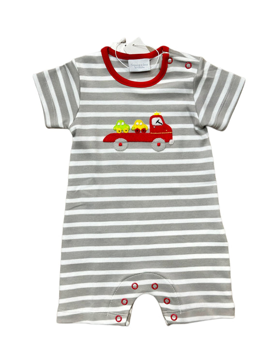 Car Hauler Applique Knit Romper