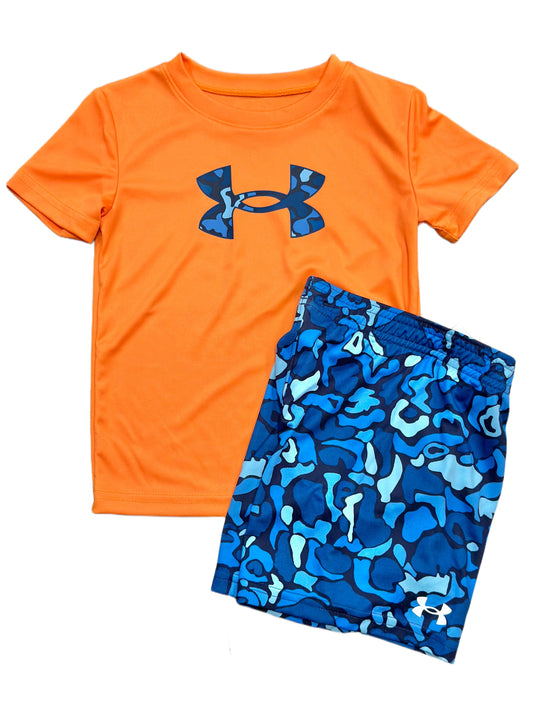 UA Camo Printed Short Set, Atomic Orange