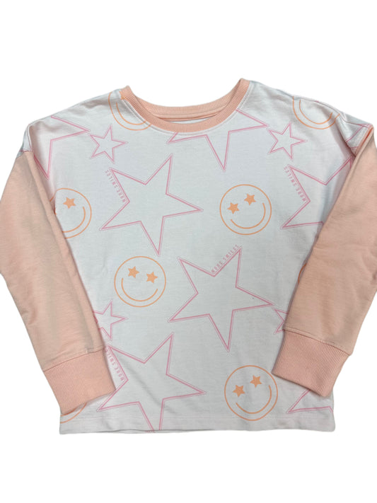 Colorblock Happy Face / Star Sweatshirt