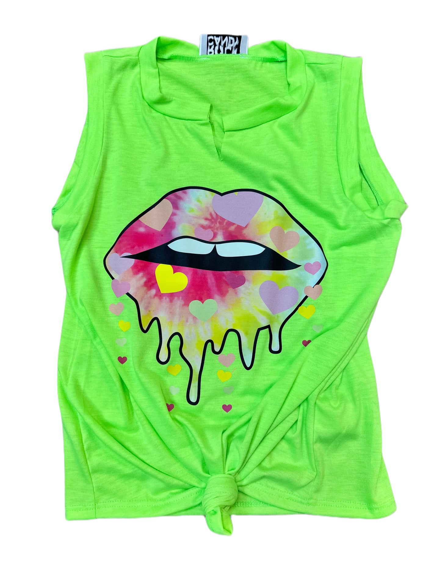 Heart Lips Tank, Lime