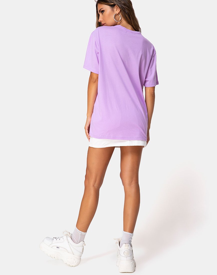 Oversize Basic Tee in Lilac with Angel Embro