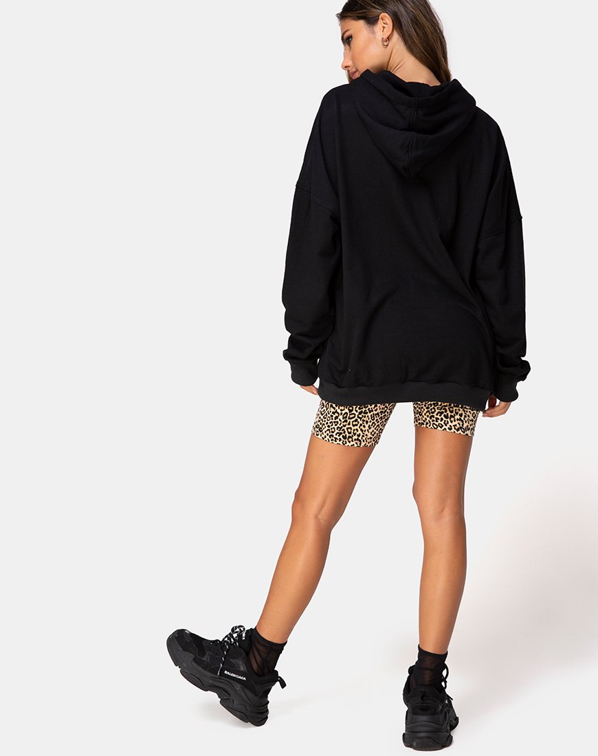 Oversize Hoody in Black with Angel Embro