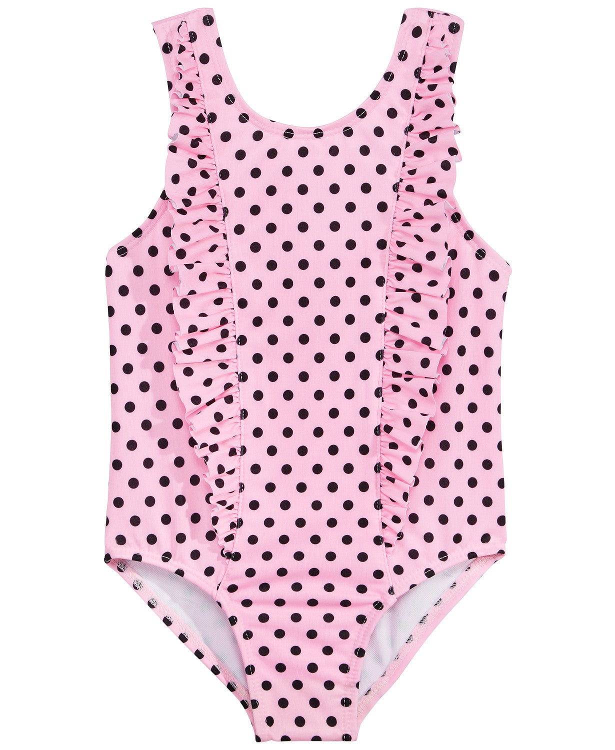 Penelope Mack Classic Pink Polka Dot Ruffled Toddler Bathing Suit
