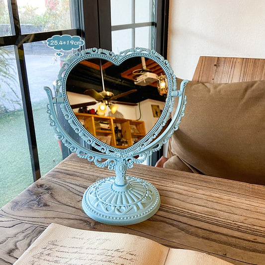 Heart Shaped Oval 360 Degree Rotating European Vintage Removable Hand Mirror