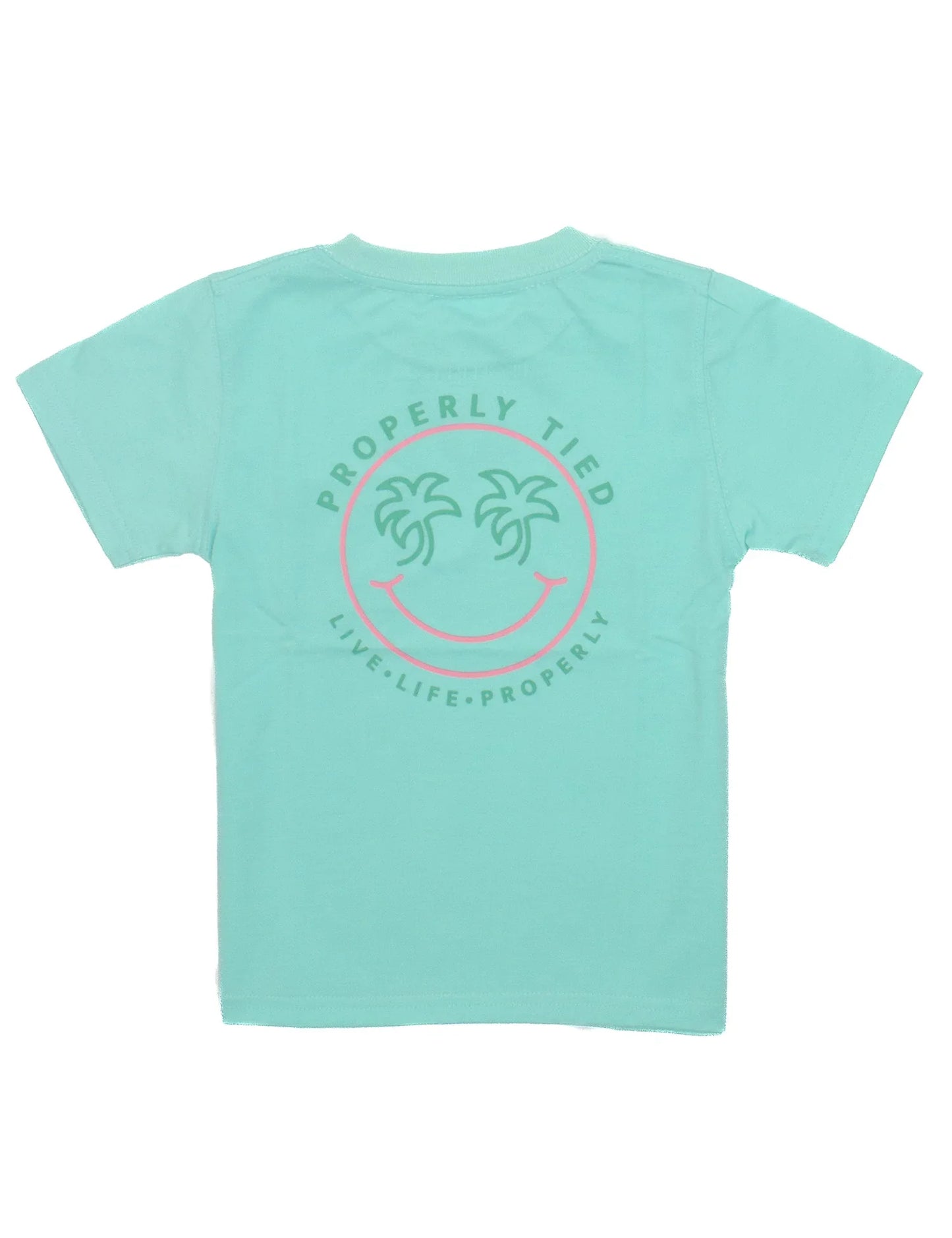 Girls SS Smiley Tee, Seafoam