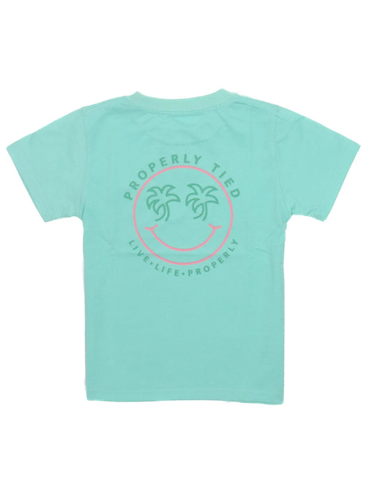 Girls SS Smiley Tee, Seafoam