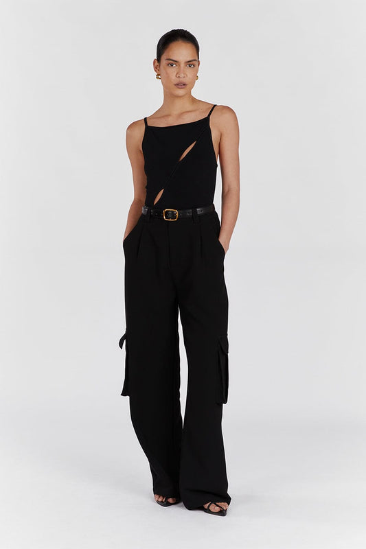 CORA BLACK SLEEVELESS KNIT TOP Clothing DISSH Boutiques L BLACK