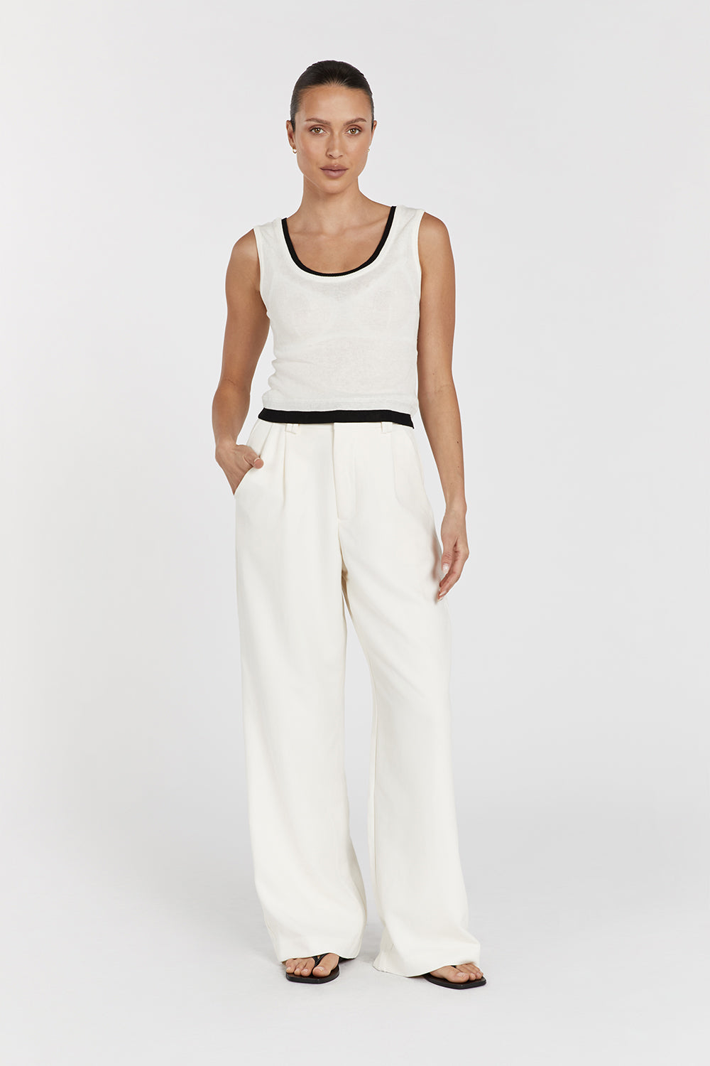 NOEL OFF WHITE CONTRAST KNIT TANK Clothing DISSH Boutiques L OFF WHITE