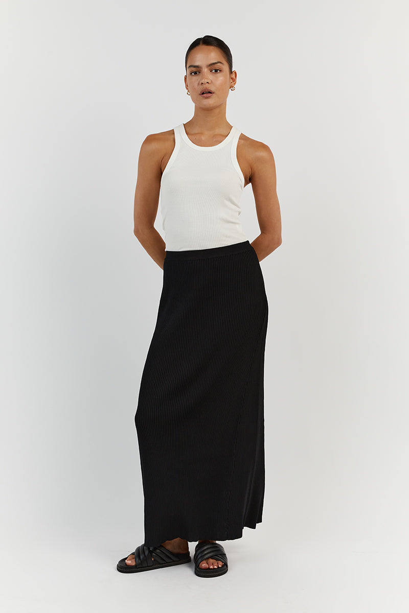 OLYMPIA BLACK  MIDI SKIRT