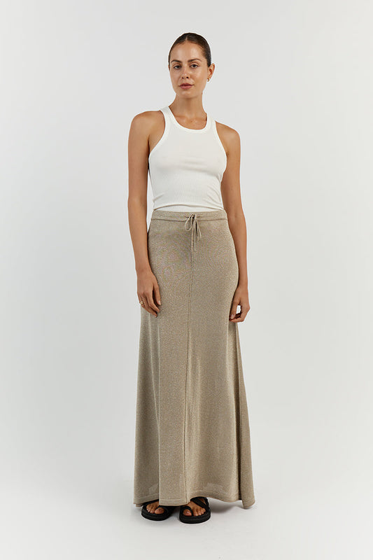 NICO GOLD MIDI SKIRT Clothing DISSH Boutiques XS GOLD